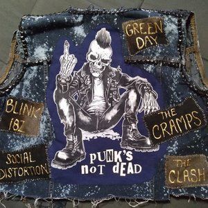 upcycled distressed bleached denim PUNK ROCK VEST